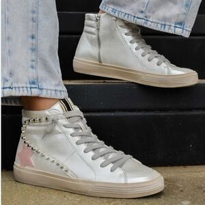 ShuShop Champagne/Rose Gold High Top Lace up Sneakers (Size 11)